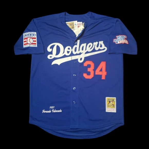Fernando Valenzuela Jersey Los Angeles Dodgers 1981 Throwback Blue Stitc… - Picture 2 of 4